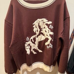 Brown Sweater with Horse Design